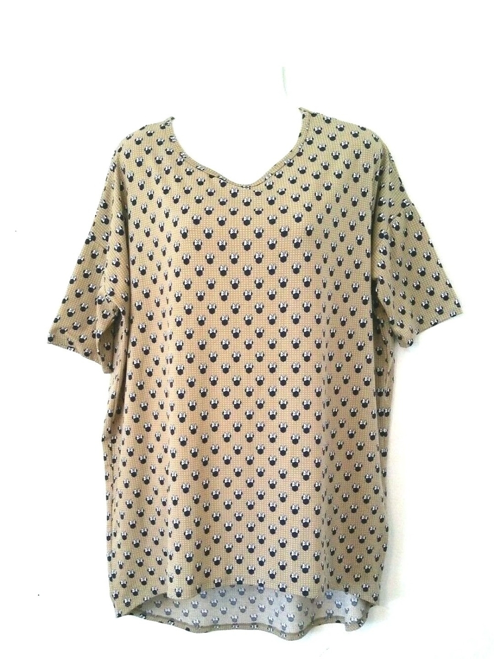 Disney Minnie Print Blouse in Brown Size Medium NWT